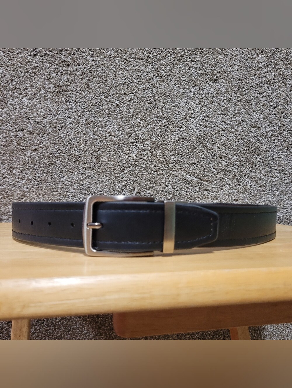 Mens Reversible Dress Belt Brown/Black Metal Buckle Size 34 1.5 inch